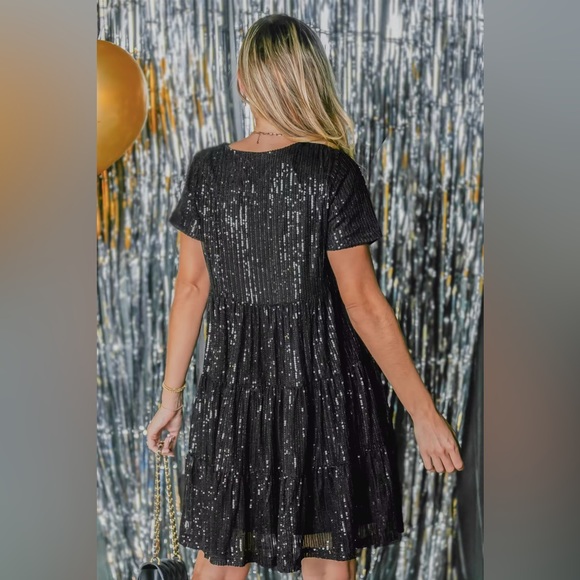 Sequin V-neck Mini Dress - Picture 2 of 2